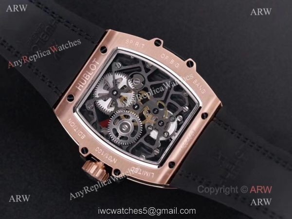Best Replica Hulot Masterpiece Rose Gold Tourbillon Skeleton Watch Hand-Winding Movement 5
