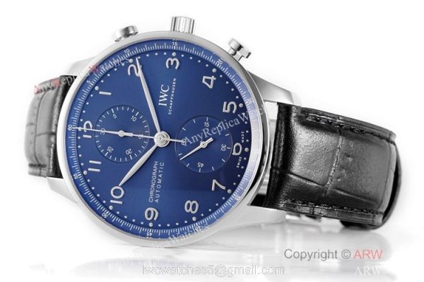 New! Swiss Replica IWC Schaffhausen Portugieser Chronograph Watch Blue Dial 5