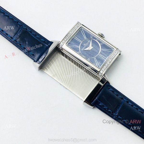 2020 Swiss Grade Jaeger-LeCoultre Reverso Duetto Watch Blue Diamond 5