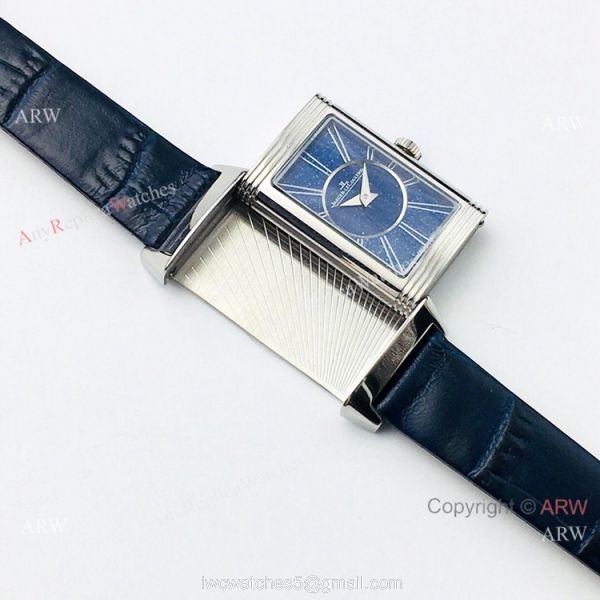 2020 Swiss Replica Jaeger LeCoultre Reverso Duetto Women Watch SS Blue Dial 5