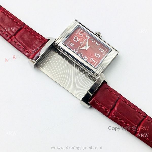 Swiss Copy Jaeger-LeCoultre Reverso Duetto Quartz Watch Lady Size Rose Red Face 5