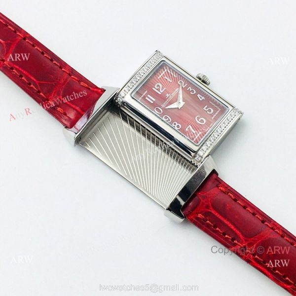 Swiss Copy Jaeger-LeCoultre Reverso One Duetto Ladies Watch Red and Silver 5