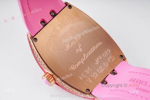 New Franck Muller Vanguard 32 Replica Ladies Watch With Pink Leather Strap 5