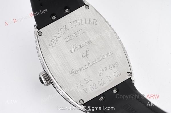 Best Replica Franck Muller Vanguard Diamond Watch For Women With Black Leather Strap 5