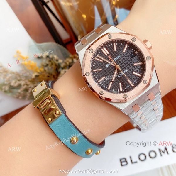New Replica Audemars Piguet Royal Oak 37mm Lady Watch 2-Tone Rose Gold 5