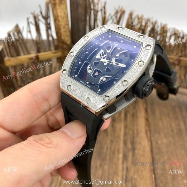 NEW! AAA Quality Richard Mille RM52-06 Tourbillon Mask Watches Silver Skull 5