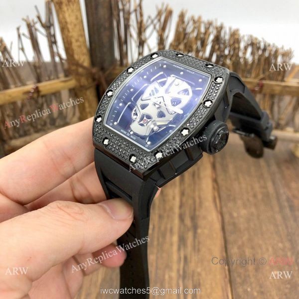 NEW! Copy Richard Mille RM52-06 Mask Watches Rose Gold Skull Diamond Case 5