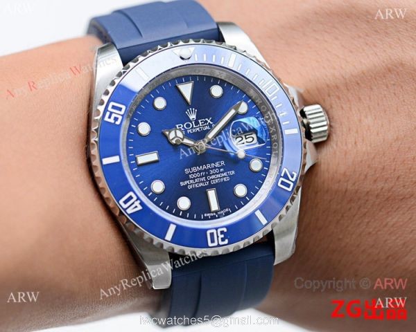 Best Quality Rolex Submariner Blue Rubber Strap Blue Dial Watch 5