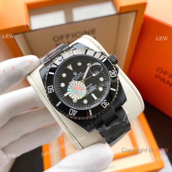 Copy Rolex Submariner Black Steel Green Dial Watch Low Price 5
