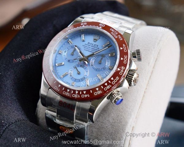 Noob Factory v10 Version Best Replica Rolex Daytona Ice Blue Diamond Watch 40mm 5