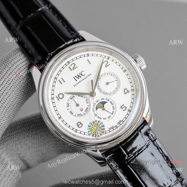 Swiss IWC Portugieser Perpetual Calendar Luxury Replica Watch Black and White 5