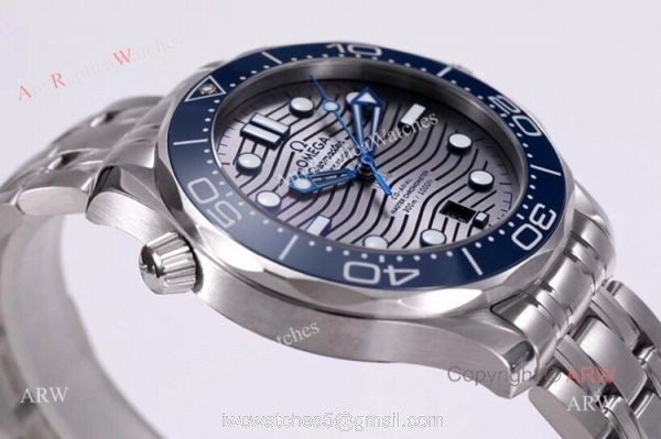 VS Factory Omega Seamaster Diver 300m Grey Wave Dial Omega 8800 Movement Watch Replica 5