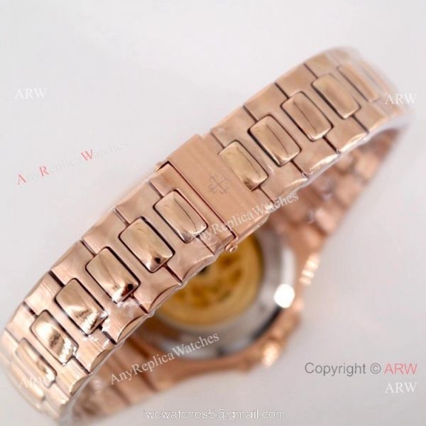 Copy Patek Philippe Skeleton Nautilus Watches Rose Gold 5