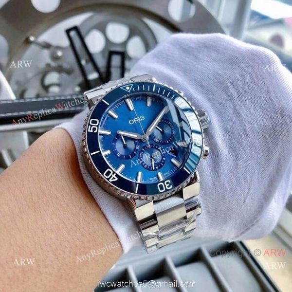 High Quality Oris Artelier Chronograph Copy Watch Blue Dial 5