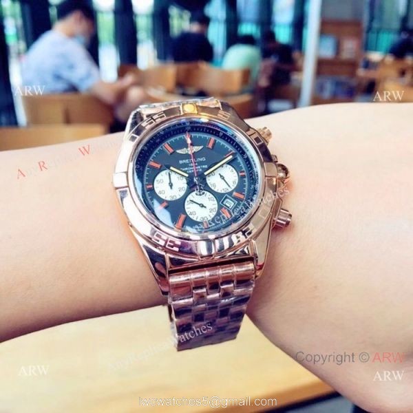 Rose Gold Breitling Chronomat B01 Replica Watches 43mm 5