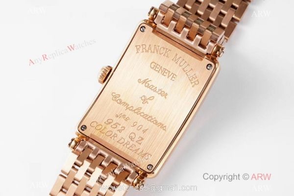 New! Swiss Replica Franck Muller Long Island Iced Out Watch Rose Gold 26mm 5