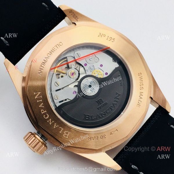 2020 New! Swiss Blancpain Bathyscaphe Moonphase Watch Rose Gold Blue Dial 5