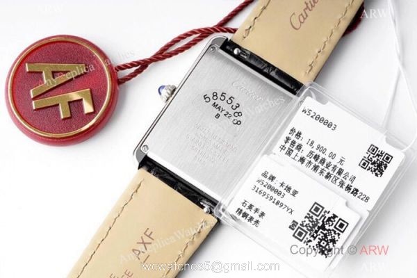 New! Swiss Cartier Tank Solo AF Factory Quartz Watch SS Black Leather Strap 5