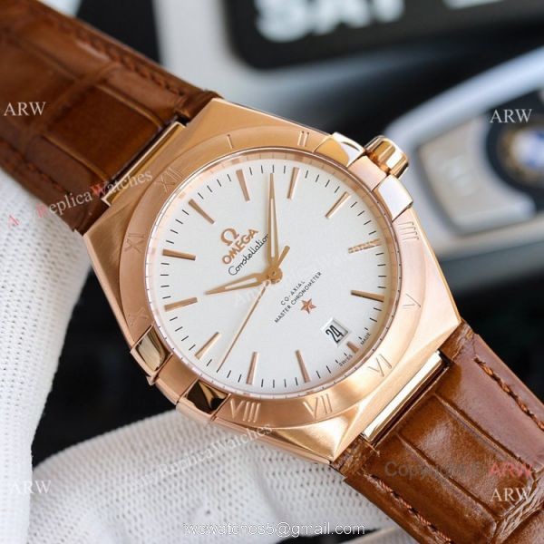 New! Swiss Copy Omega Constellation Gents Watches Rose Gold 39mm 5