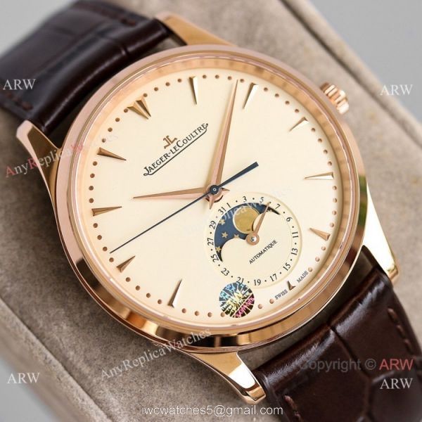 Grade 1A Jaeger-LeCoultre Master Ultra Thin Moonphase Watch Rose Gold Case 5