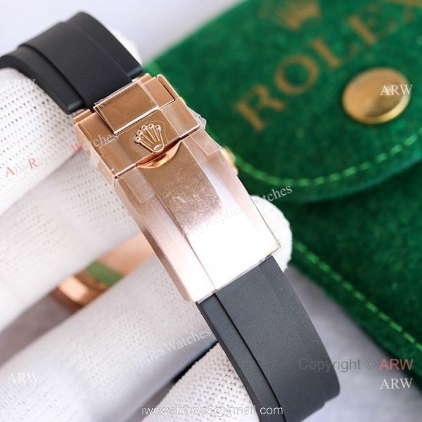 Swiss 7750 Rolex Rainbow Daytona Rose Gold Diamond Dial Rubber Strap Watch 40mm 5