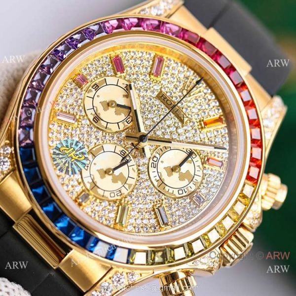 Swiss Replica Rolex Daytona Iced Out Diamond Dial Watch Swiss 7750 Movement 5