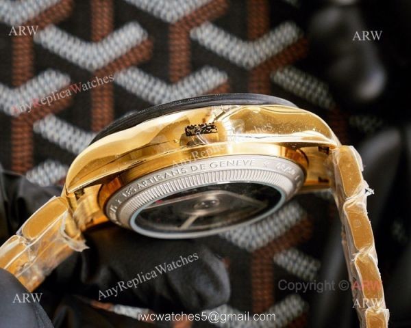 Best Replica Rolex Daytona Skeleton Montoya Yellow Gold Swiss 4130 Carbon Watch 5