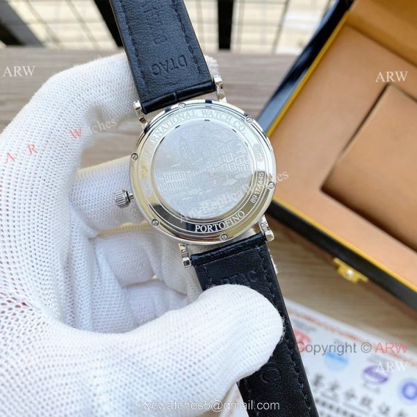 Knock off IWC Portofino Automatic Watches White Dial Black Leather Strap 5