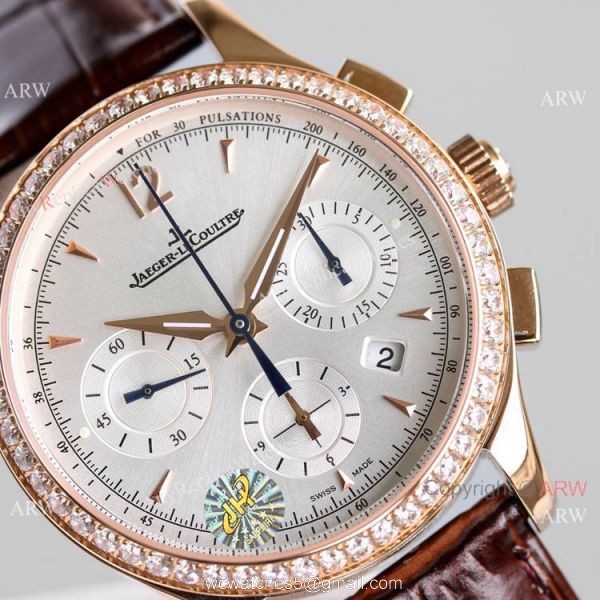 Swiss Fake Jaeger-LeCoultre Master Chronograph Watch Diamond Bezel 5