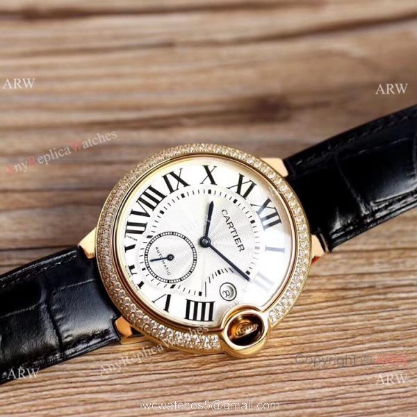 Swiss Grade Fake Cartier Ballon Bleu De Gold Diamond Watch 42mm XL 5