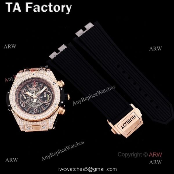 Hublot Diamond Watch Men Swiss Quality Replica Hublot Unico Big Bang Rose Gold Diamonds 5