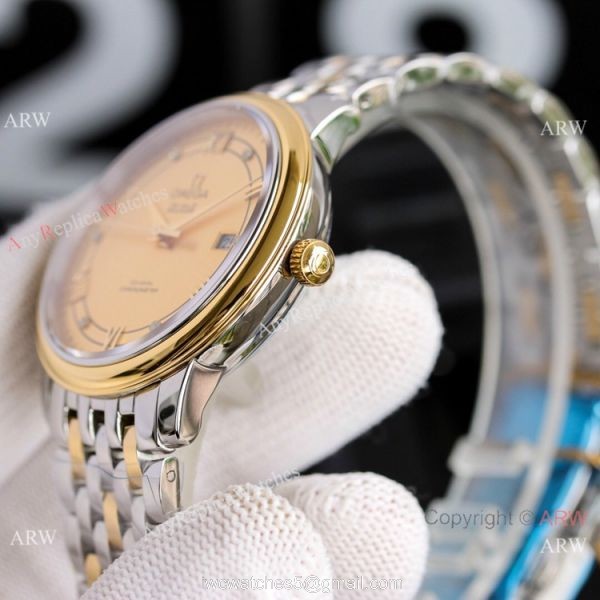 New Copy Omega De Ville Prestige Two Tone Gold Watches 5