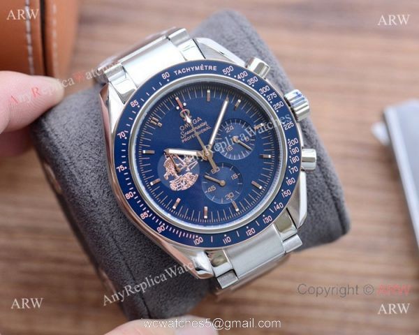New! Copy Omega Speedmaster Apollo Rose Gold Chronograph Watch 5