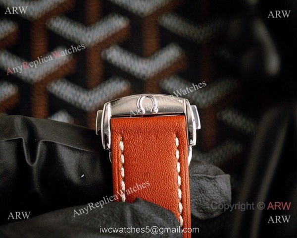 Best Quality Omega Speedmaster Racing Watch Black Case Brown Leather Strap 5