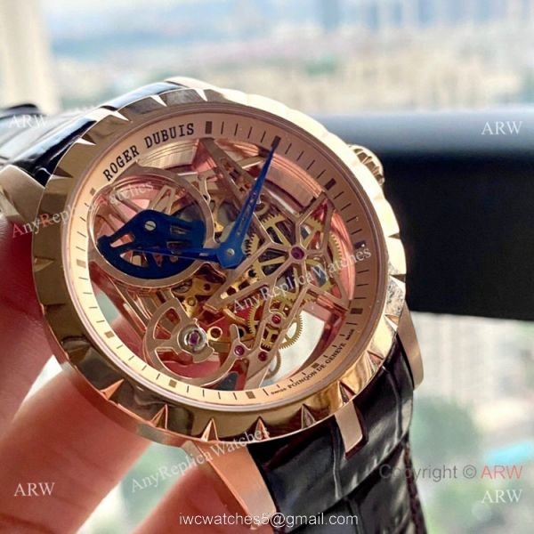New Copy Roger Dubuis Excalibur 46mm Rose Gold Hollow Watch 5