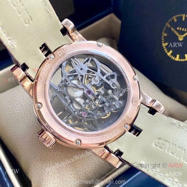 New Copy Roger Dubuis Excalibur 46mm Watch Rose Gold Black Hollow Dial 5