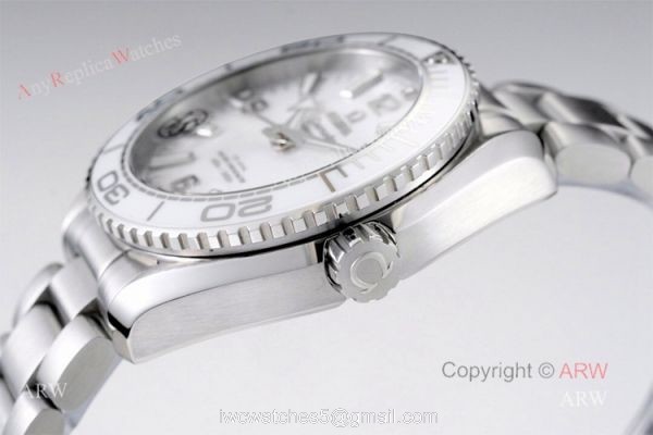 New Omega Seamaster Planet Ocean 600m White Ceramic Ladies Watch VS Factory Replica 5