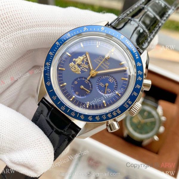 Buy Replica Omega Speedmaster Apollo Eleven Watches Green Dial Moonshine Gold Case 5