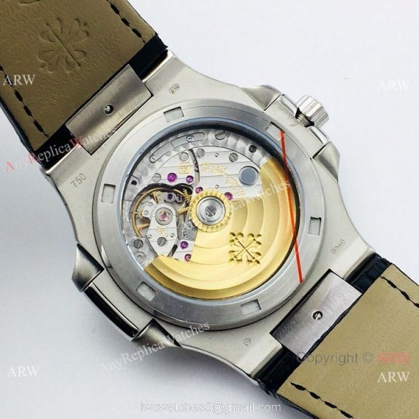 PFF Factory Patek Philippe New Onyx Face Leather Strap Watch Swiss Model 5