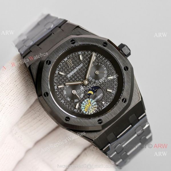 Swiss Replica Audemars Piguet Royal Oak Moon phase Watch 41mm Black Subdials 5