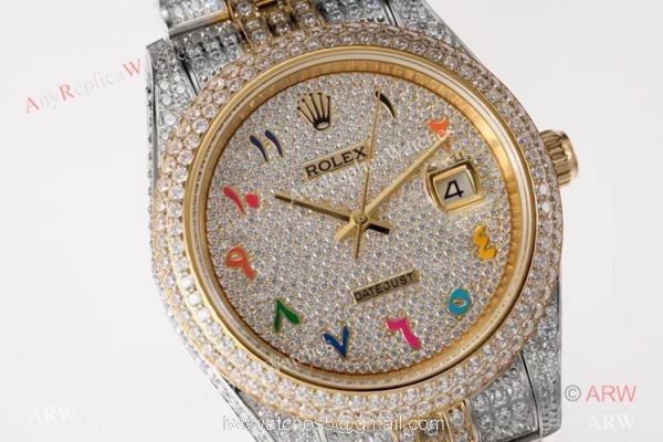 TW Factory Swiss Grade Rolex Datejust 41 Watches 2-Tone Iced Out Case 5