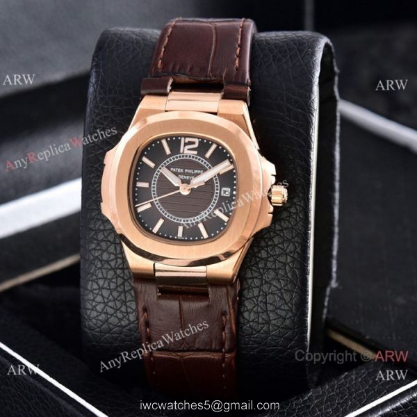 Copy Patek Philippe Nautilus Quartz Watches Rose Gold Women Size 5