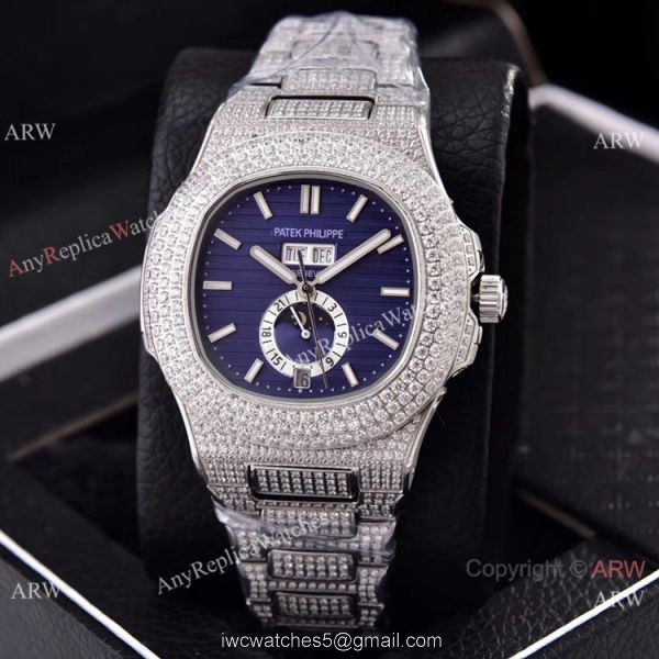 Patek Philippe Annual Calendar Full Diamonds Watches Gray Gradient Face 41mm 5