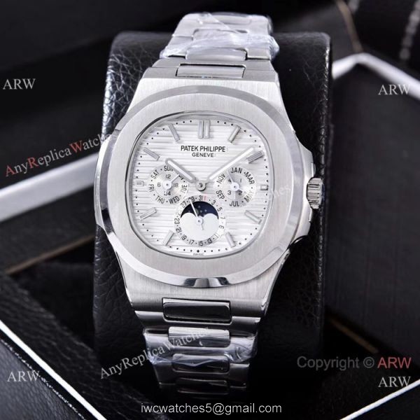 Knockoff Patek Philippe Nautilus Moon Phase 40mm Watches Stainless Steel Brown Dial 5