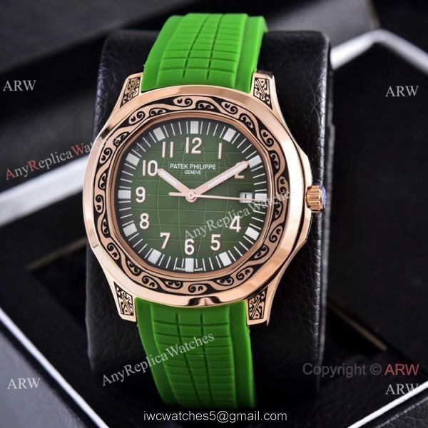 Clone Patek Philippe Aquanaut Rose Gold Engraving Watches Vintage Model 5