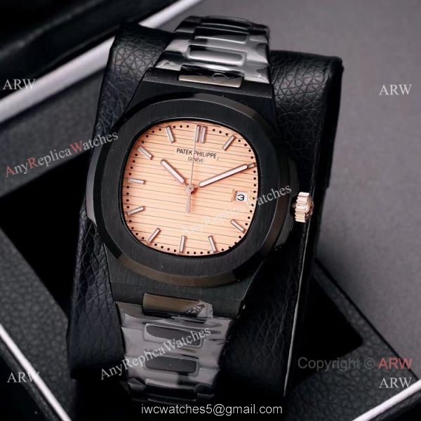 Knockoff Patek Philippe Nautilus All Black Watches Blue Gradient Dial 5
