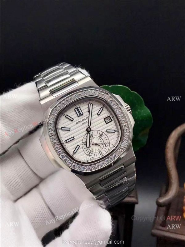 Patek Philippe Nautilus Replica Watch Stainless Steel Diamond Bezel 5