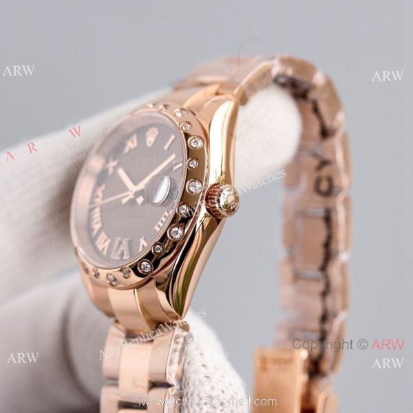 Swiss AAA Replica Rolex Datejust 31mm Watch Rose Gold Oyster Band 5