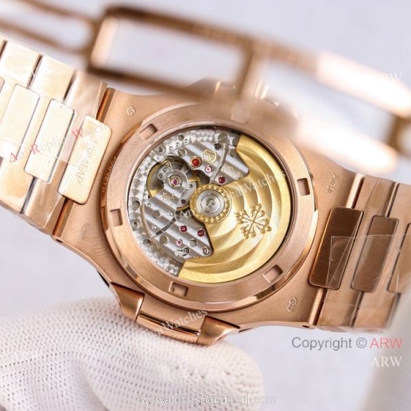 Swiss Copy Patek Philippe Nautilus PPF Factory Cal324 Watch Gray Gradient Dial Rose Gold 5