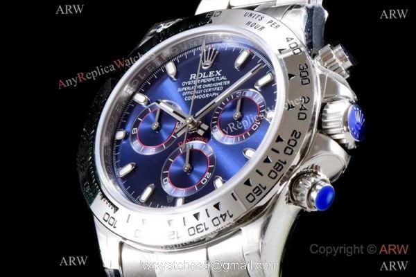 Best 1:1 Swiss Rolex Daytona JH Factory 4130 Chronograph Watch Stainless Steel Blue Dial 5